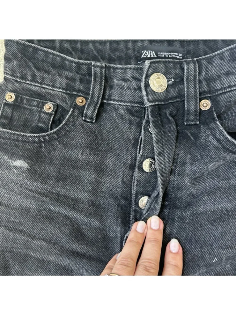 Zara Womens Skinny Jeans Black Stretch Denim High Rise Button Fly Size 00